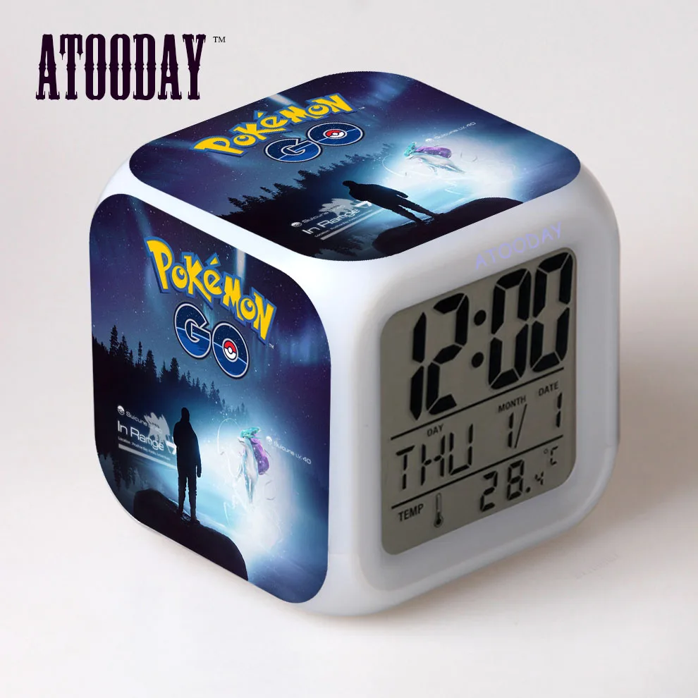 Pokemon Go будильник светодиодный свет 7 цветов изменить лошадь настольные часы Relogio де меса Пробуждение свет пластик цифровой Винтаж - Цвет: alarm clock
