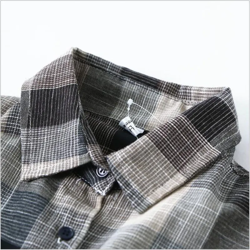 Женская длинная рубашка в клетку из хлопка и льна|shirt female|long shirtplaid women |