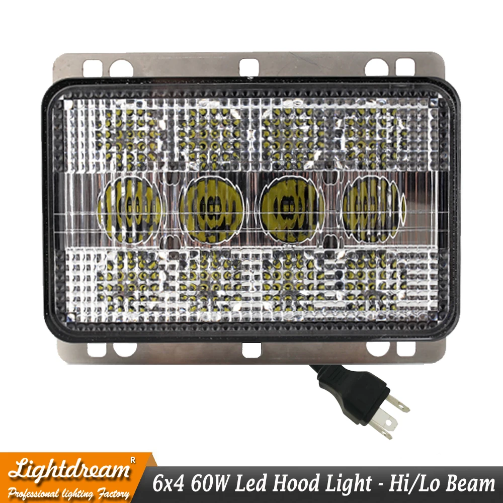 John Deere 5D 7030 Series LED Hood Light Hi Lo beam with H4 Plug with Mounting
