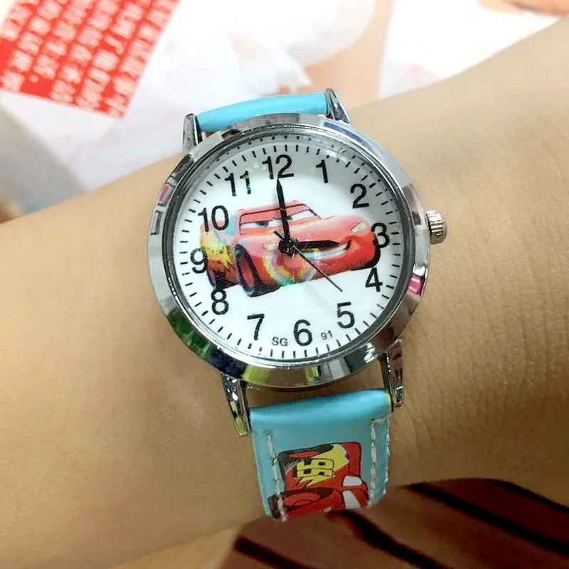 

Wholesale Hot Boys And Girls Cartoon Children Watch Car Story Belt Quartz Primary School Students Watch Explosion Models