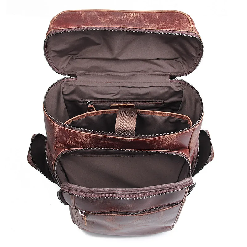J.M.D Отличный рюкзак для ноутбука из натуральной кожи большой емкости мужской школьный рюкзак сумка 7202Q