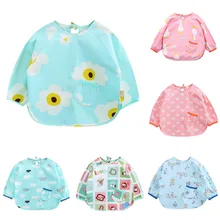 Детские нагрудники Регулируемый мультфильм водонепроницаемый, с длинными рукавами Детский фартук Слюнявчики младенческой утки Стиль лопает ткань для детей 1-3 лет