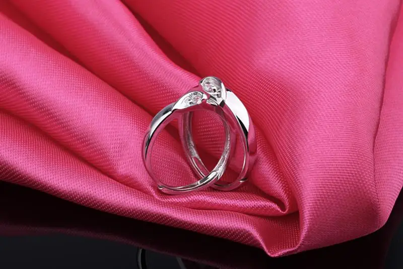 1 шт. 925 пробы Серебряное кольцо AAA кубический циркон сердце пара колец Свадебные украшения для влюбленных женщин мужчин ювелирные изделия подарок на день Святого Валентина