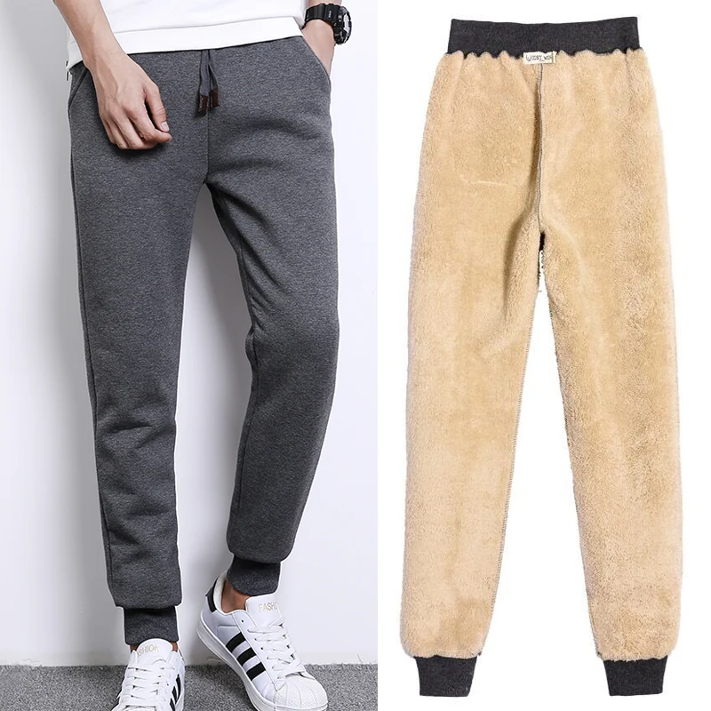 2017 new winter plus cashmere velvet thicken pants men loose casual
