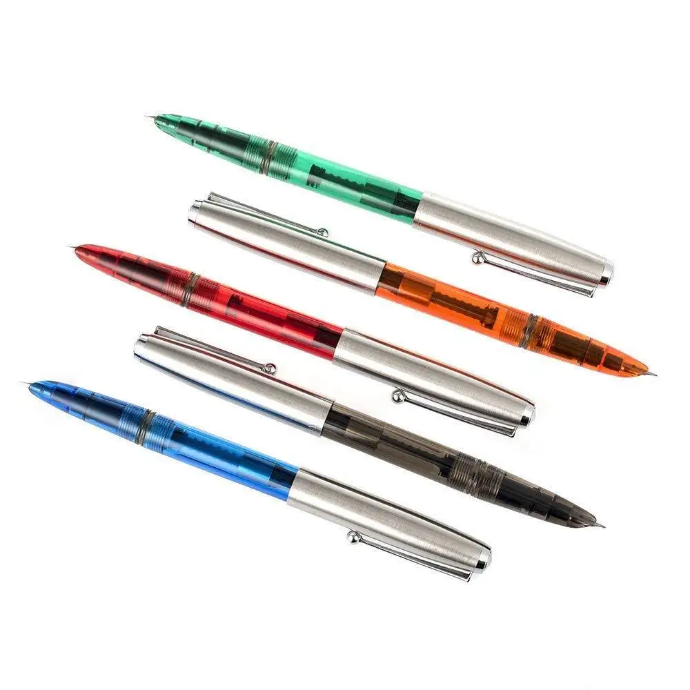 Fonte do Vintage Conjunto de Tampa de Aço Inoxidável com Capuz Escrita a Tinta Pen para o Office Jinhao Caneta Extra Fine Nib 0.38 Milímetros Suave 51 5 Pcs 8 Com Capuz Extra Fine Nib 0.38 milímetros