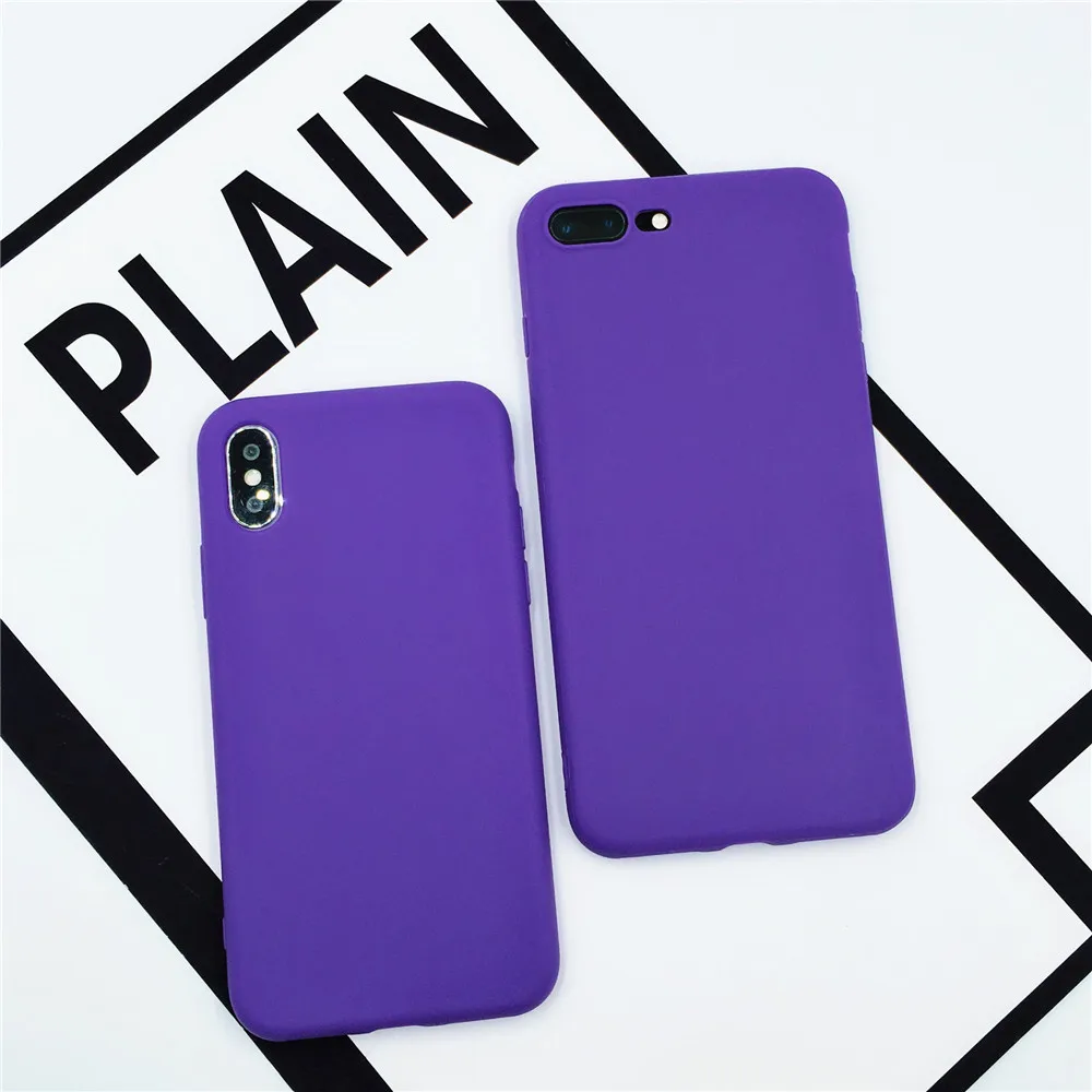 

Purple Color Frosted Matte Cases For iPhone 7 8 Plus X Xr Xs Max Soft Silicone TPU Back Cover for iPhone X 6 6 Plus Yellow Case