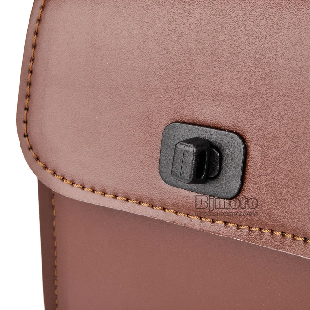 Universal Motorcycle Saddle Luggage Leather Bag Storage For Harley (9)