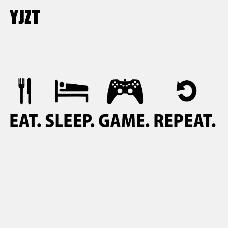 YJZT Car Sticker Eat Sleep Game Repeat Gamer Vinyl Decal C22-0284 16.6CM*4.2CM image 2