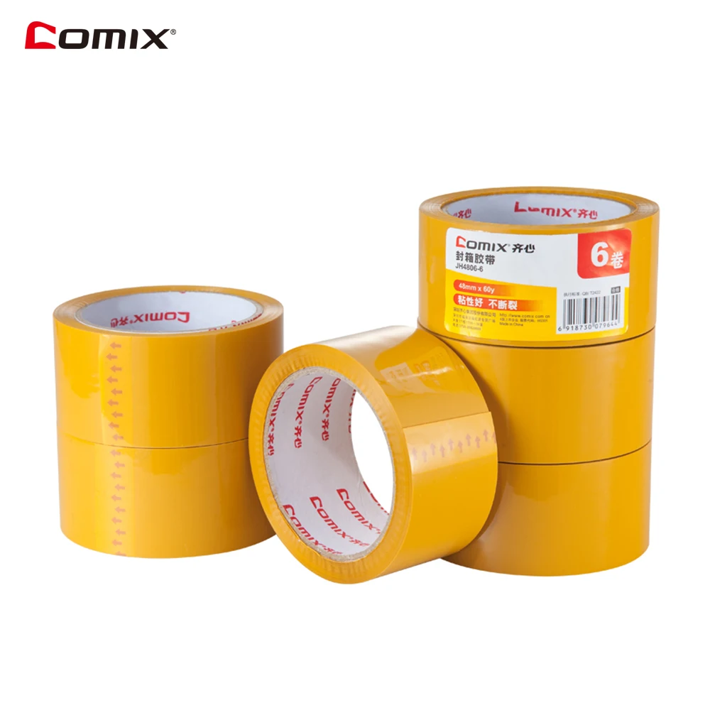 Comix 6 Rolls/Pack Yellow Packaging Tape Adhesive Tape Each Roll 1.9