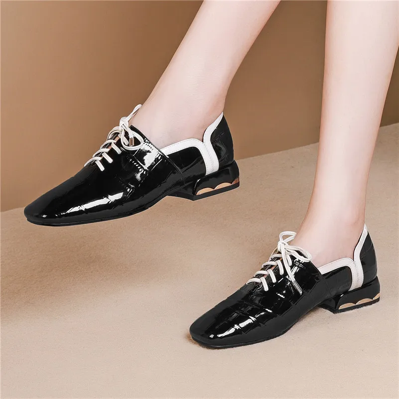 FEDONAS Elegant Ladies Office Shoes Spring Autumn Lace-up Square Toe Heels Women Pumps Genuine Leather Casual Shoes Woman