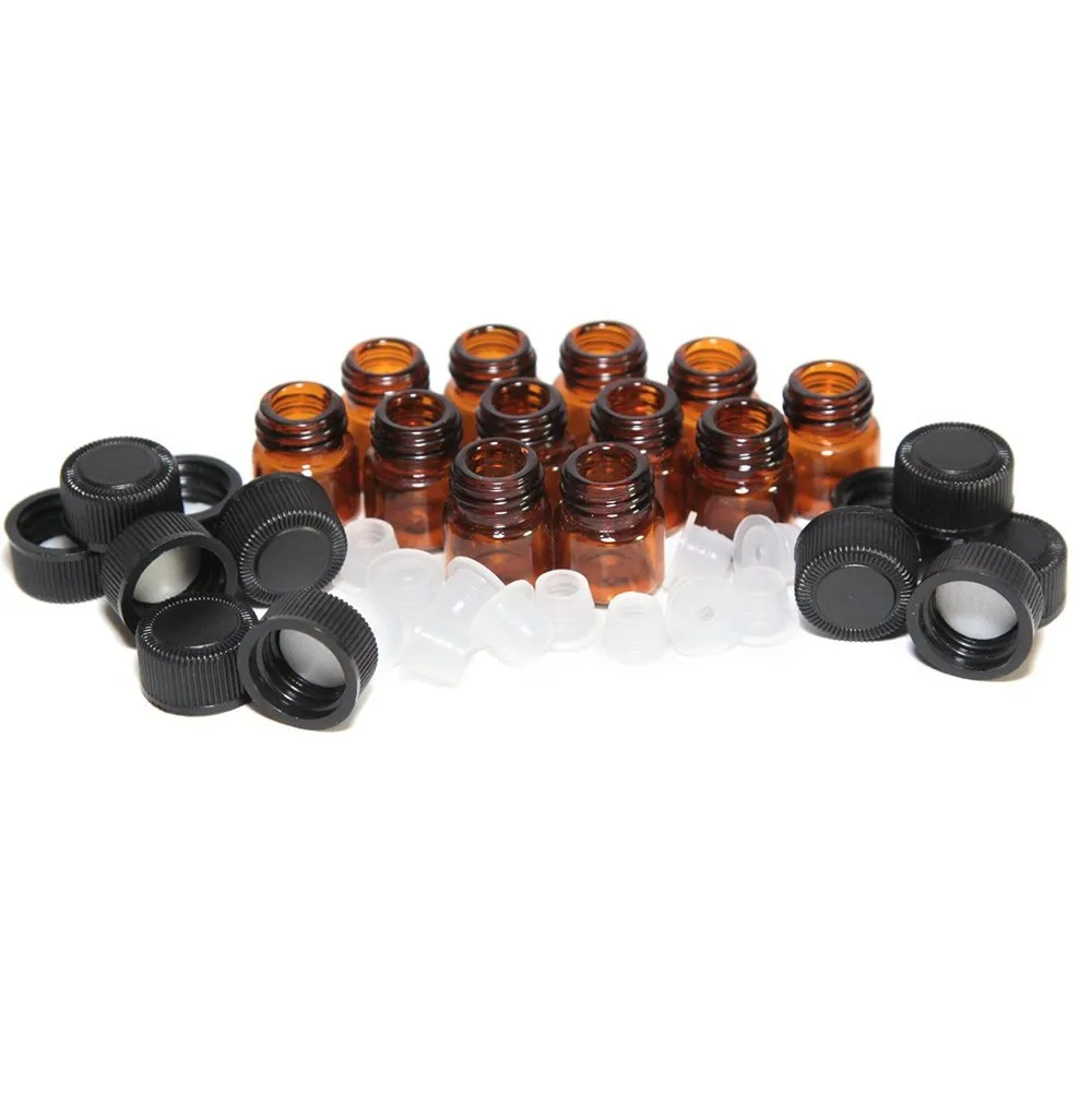 

organizer Storage Bottles 12pc 1 ml Amber Essential Oil Bottle with Orifice Reducer and cap Mini Bottle potes de cozinha armaze