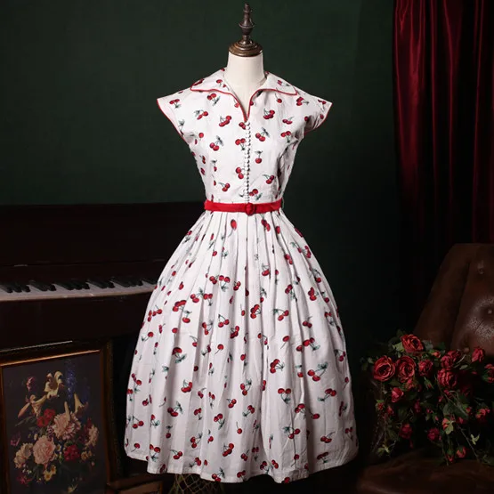 30-летние женские винтажные 50 s Вишневое плиссированное платье с v-образным вырезом в красном рокабилли пинап jurken большого размера 4xl vestidos платья - Цвет: as show