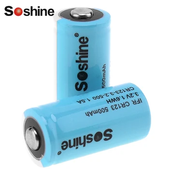 

2pcs/lot IFR CR123 Battery 3.2V 500mAh LiFePO4 Rechargable Battery with Low Self Discharge for Flashlight Headlamp Camera