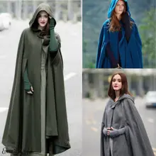 Womens Long Cape Cloak Hooded Wool Blend Coat Sleeveless Winter Poncho Cardigan