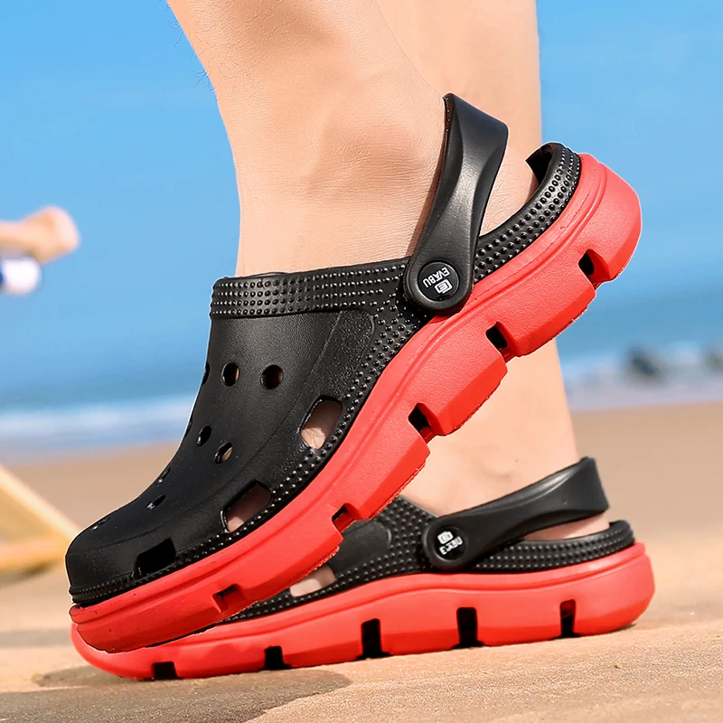 Летние повседневные сандалии для Для мужчин Для мужчин пляжные шлепанцы с воздухопроницаемым отверстием; Туфли без каблуков светильник мужской Массажная обувь Для мужчин Босоножки, шлепанцы