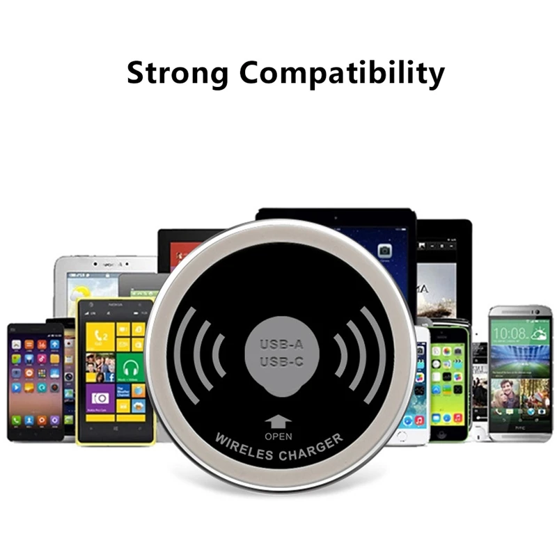 Встроенное настольное QI Беспроводное зарядное устройство 10 Вт 7,5 Вт или 5 Вт для iPhone XS Max USB быстрое зарядное устройство type-C 15 Вт быстрое зарядное устройство 3,0