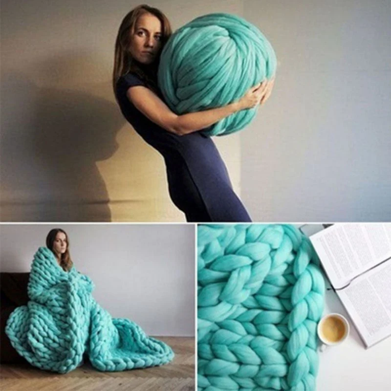 

Multicolor Wool Knitting Yarn Lines DIY Scarf Collar Roving Knitted Blanket Bulky Knitting Materials