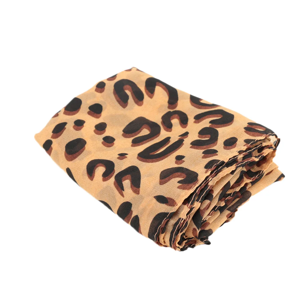1 шт., модная сексуальная Женская стильная длинная леопардовая мягкая шифоновая шаль, Женский шифоновый уличный шарф