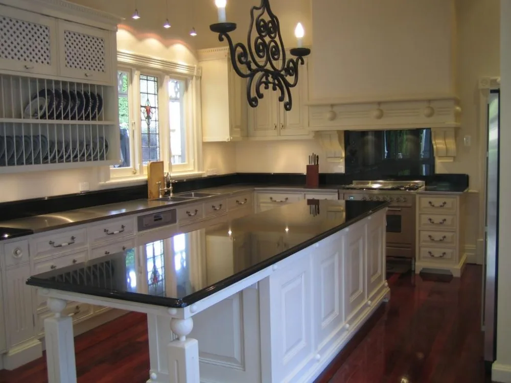 Cocina Americana muebles de madera con estante para platos en ... Cocina Americana muebles de madera con estante para platos en ...