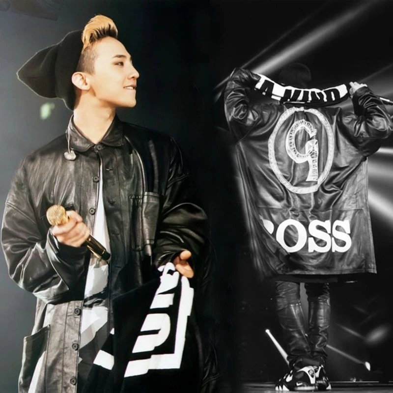 New Fashion Black Leather Jacket Bigbang G Dragon G Boss Letter Printted Long Pu Leather Jacket Winter Coat Jacket Everlast Coats Polojacket Zipper Aliexpress