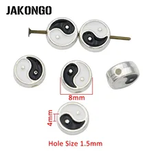Jakongo prata chapeado esmalte yinyang espaçador contas para fazer jóias pulseira acessórios diy artesanato artesanal 8mm 10 pçs
