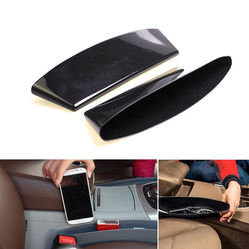 

2pcs Black Plastic Car Seat Gap Caddy Box Pocket Storage Organizer Holder Brand