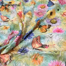 Высококачественная 3D шифоновая Цветочная Сетка кружевная ткань Бабочка печать DIY Одежда для женщин платье занавес D698