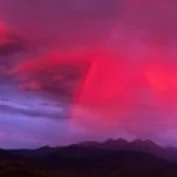 Sunset With Lightning And Rainbow Four Peaks Mountain AZ Poster Print (36 x 12)