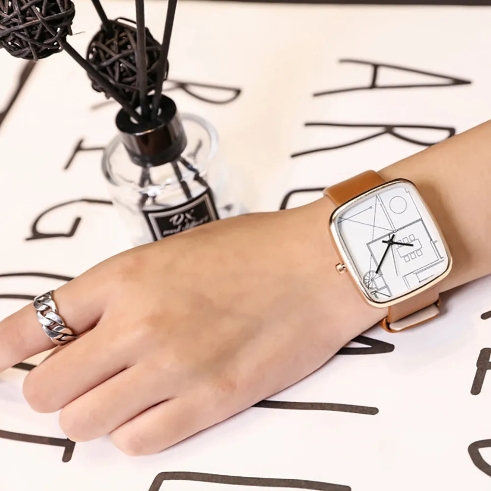 Минималистичные пугало женские часы брендовые квадратные кварцевые женские часы роскошные часы из натуральной кожи под платье наручные часы Feminino Montre& Ff