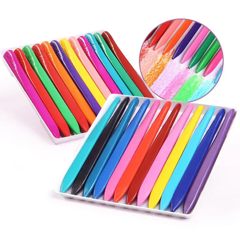 

24 Pcs/Box Colorful Non-toxic Paint Wax Triangle Stick Crayons For Children Kids Toddler Kindergarten Early Education Drawing