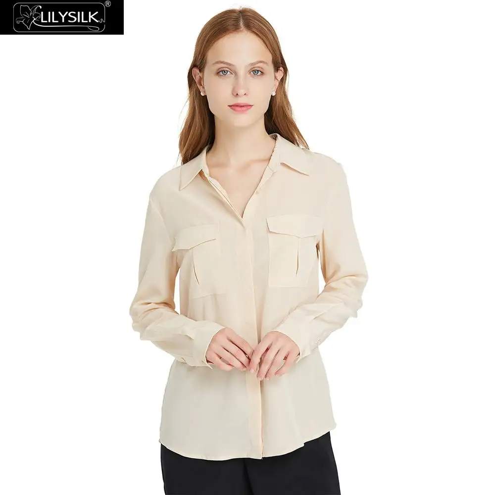 LilySilk блуза повседневная одежда шелковая Женская Распродажа