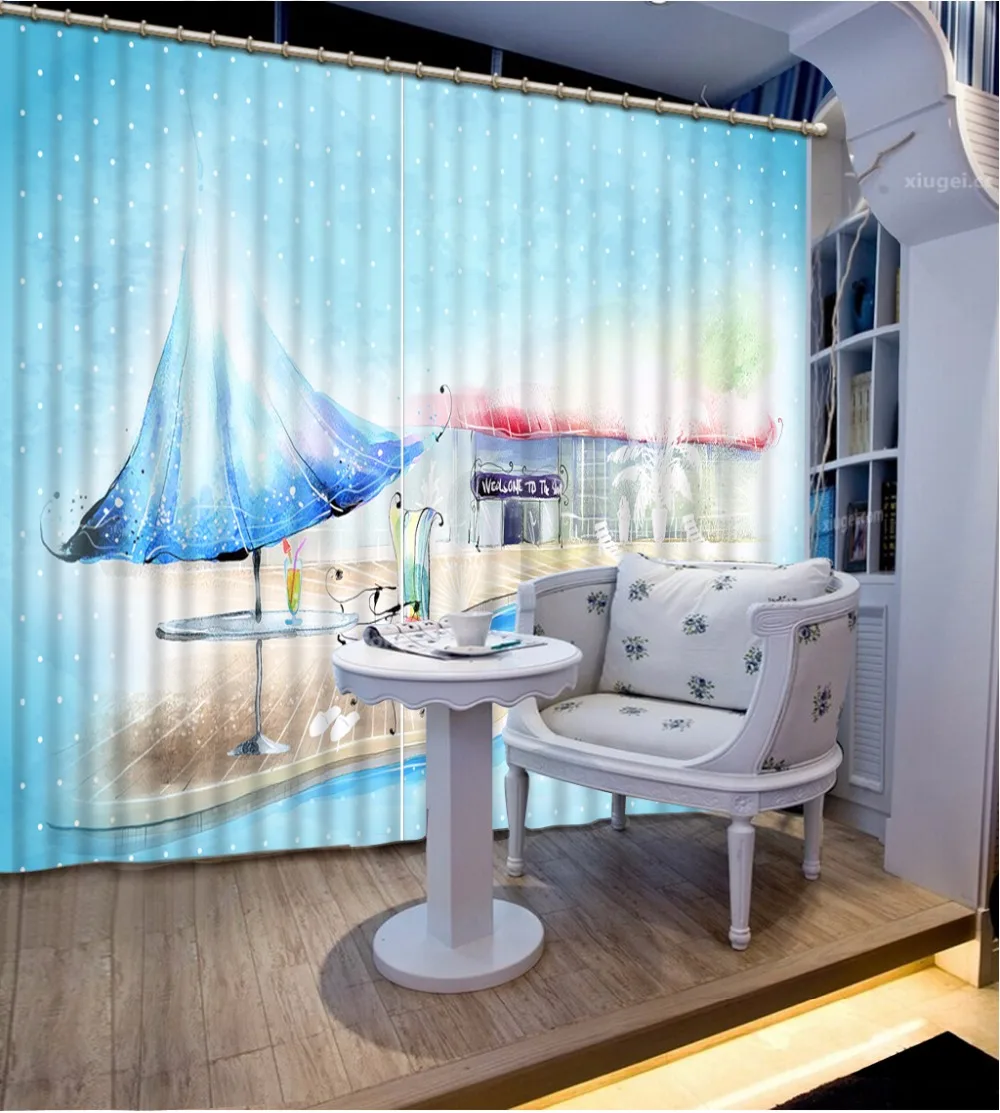 Настроить 3D шторы для гостиной фото фантастические пейзажи 3D стереоскопический шаблон плотные шторы