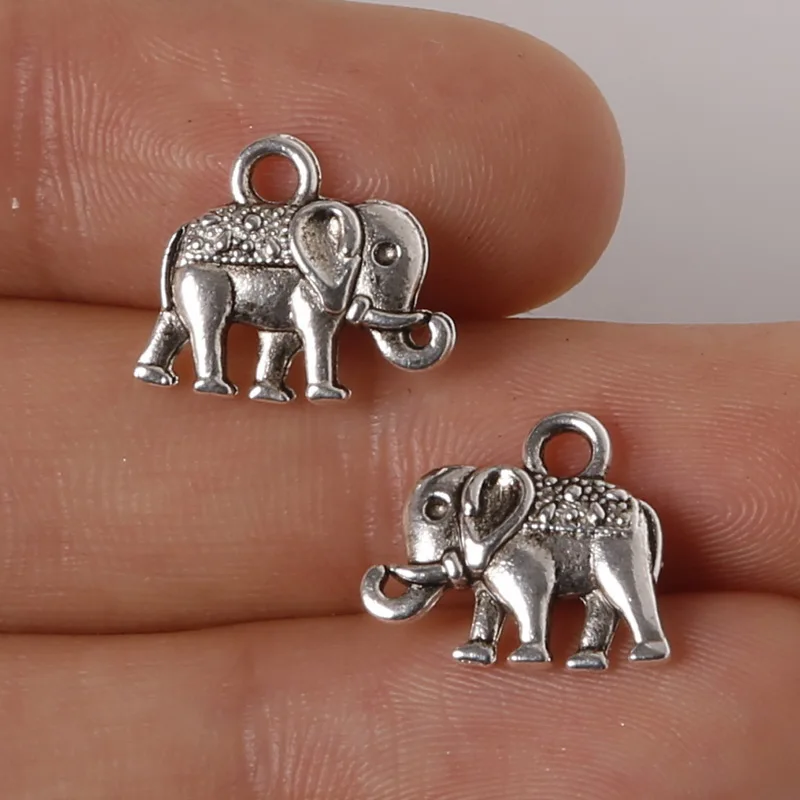 

12pcs/lot Zinc Alloy Antique Silver Plated Elephant Charms Pendants DIY for Jewelry Accessories