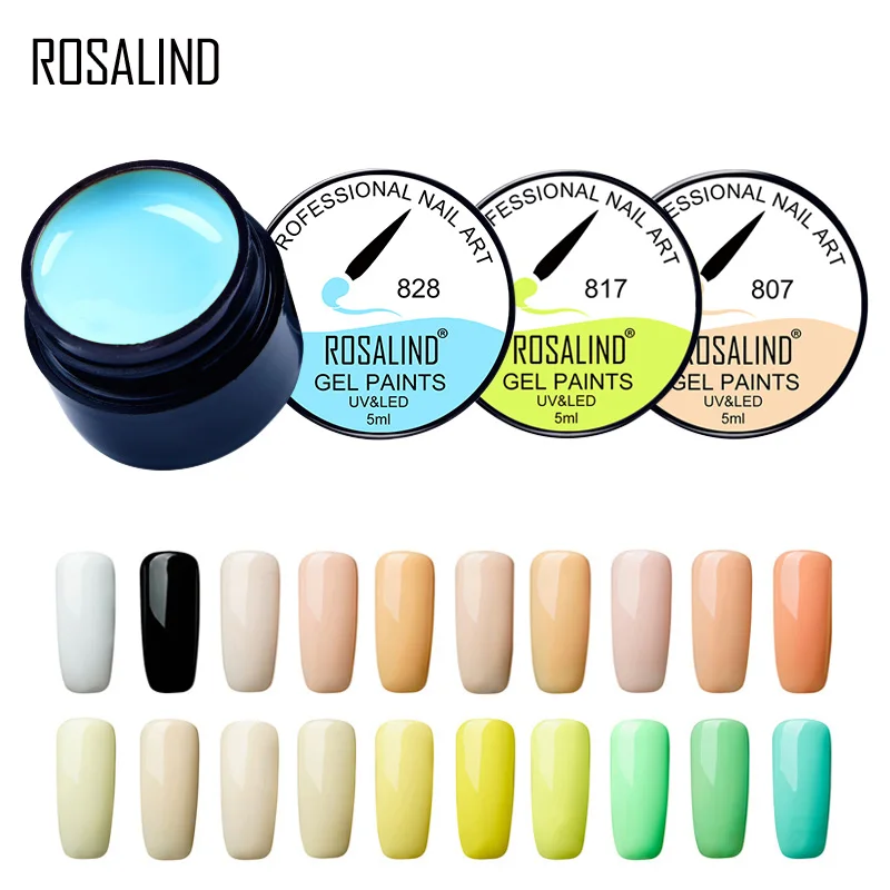 ROSALIND 5 мл 801 830 чистый цветной набор гель лаков для ногтей маникюра DIY грунтовка
