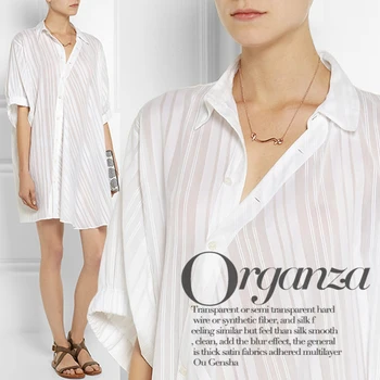

White stripe jacquard organza fabric