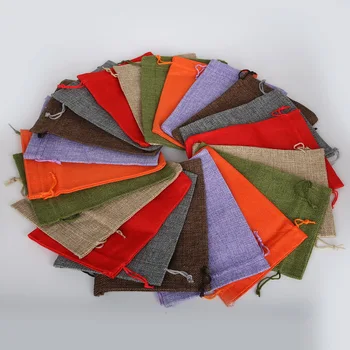 

5PCS/lot Linen Cotton Drawstring Bag Jewelry Bag Decorative Gift Pouch Product Packaging Bags 15x20cm
