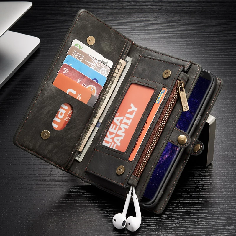 imágenes para Caseme Para Samsung Galaxy Plus S8 S8 Bolsas Multifuncional Cartera Con Cremallera Cubierta de la Caja Del Teléfono Del Cuero Genuino para la Galaxia S8Plus Shell imágenes para Caseme Para Samsung Galaxy Plus S8 S8 Bolsas Multifuncional Cartera Con Cremallera Cubierta de la Caja Del Teléfono Del Cuero Genuino para la Galaxia S8Plus Shell