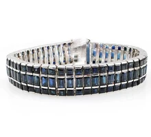 Qi Xuan Fashion Jewelry Dark Blue Stone Luxury Woman Bracelets s925 Solid font b Silver b