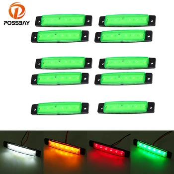 

POSSBAY 10Pcs 6 LED Green Yellow Red White Blue Amber Clearance Car Truck Bus Lorry Trailer Side Marker Indicators Light Lamp