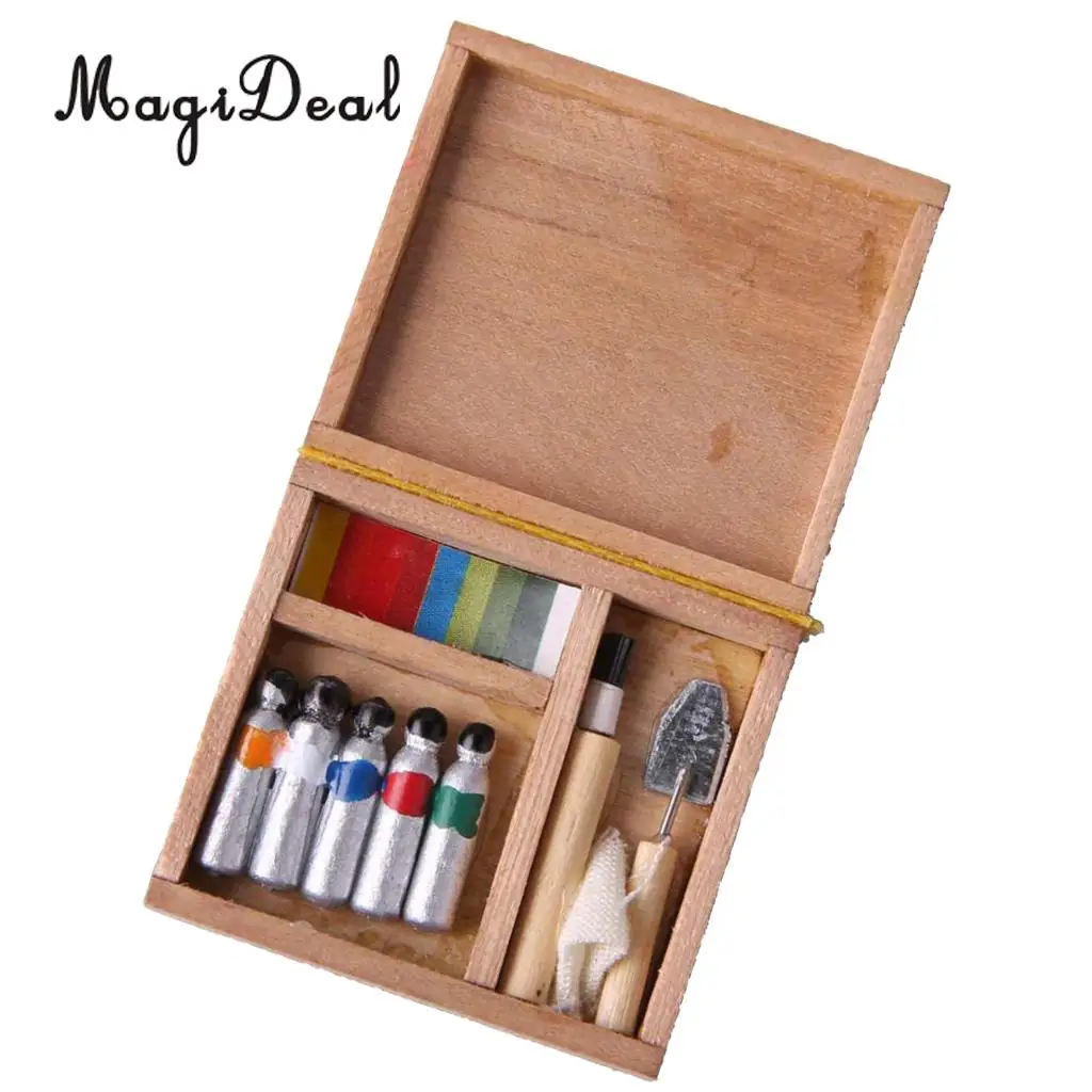 MagiDeal многоцветные 1/12 весы кукольный домик Dec миниатюрные деревянные акварельные