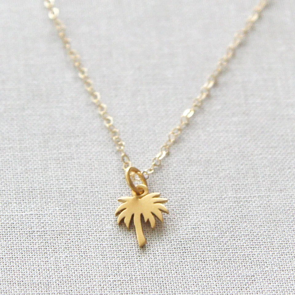 New Simple Tiny Coconut Tree Necklaces for Women Classic Gold Color