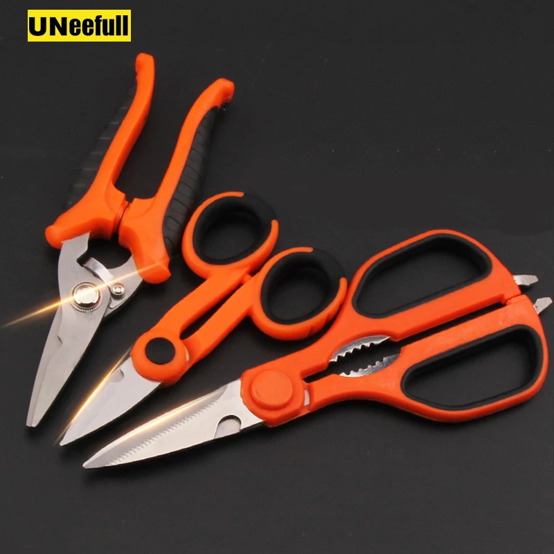 UNeefull 3 Sets Stainless steel DIY scissors powerful automatic rebound chrome vanadium steel