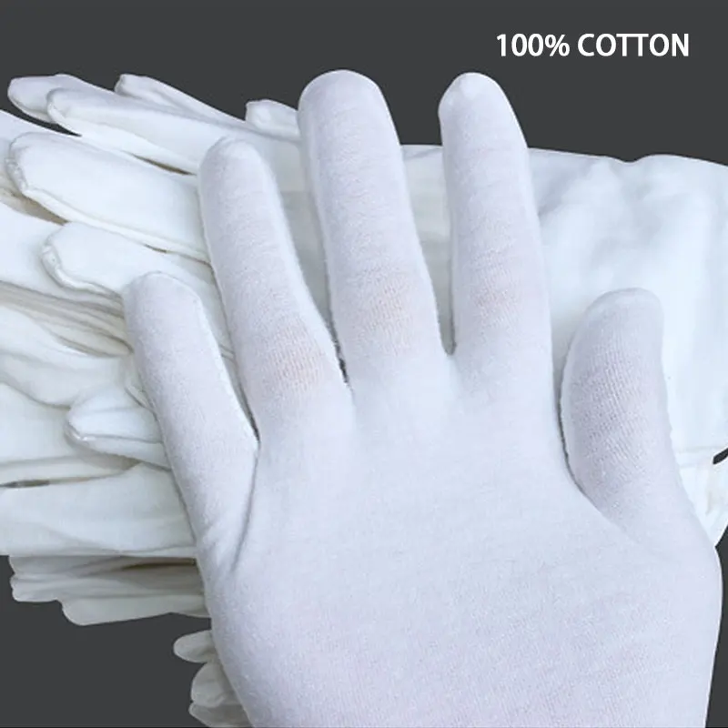 24Pieces/12 Pairs White Labor Insurance Cotton Cloth Thin Etiquette Wenwan Quality Inspection Gloves