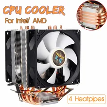 3 штифта 4 теплопроводов холодильник Процессор кулер вентилятор охлаждения радиатора тихий двойной вентилятор охлаждения радиатора для Intel LGA 1150/1151/1155/1156/1366/775 AMD