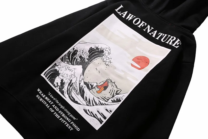 QoolXCWear, зимние, японский стиль, хип-хоп, повседневные толстовки, японская вышивка, забавный кот, волнистый принт, флисовые толстовки, уличная одежда