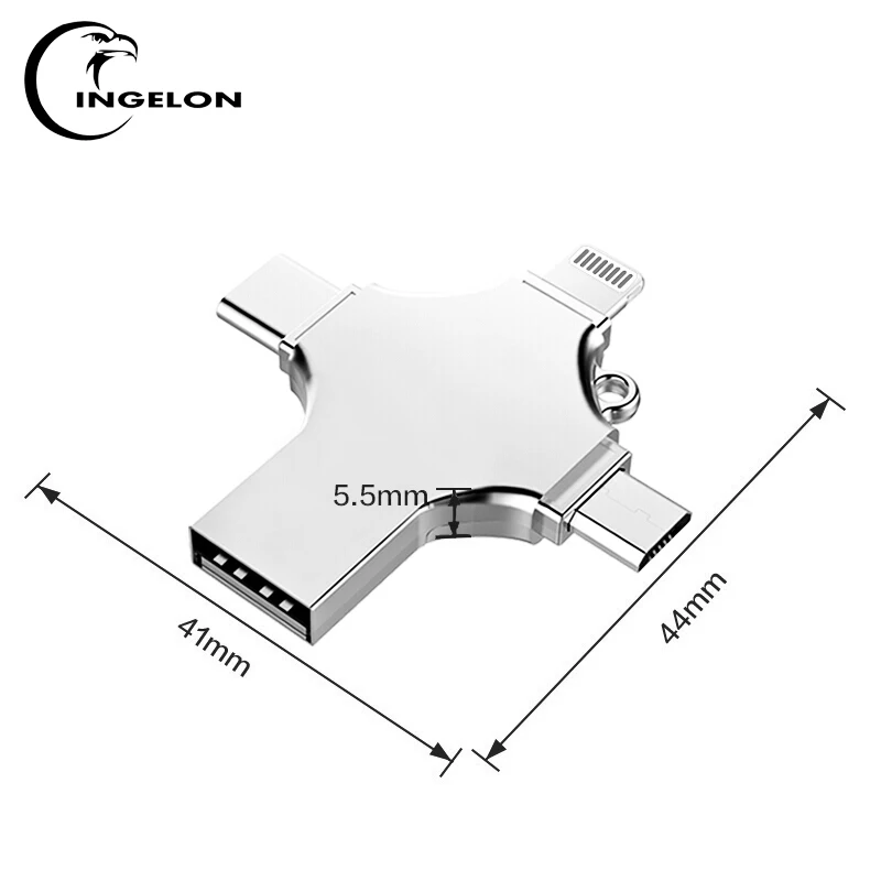 флешки Ingelon 4in1 мини usb flash drive 64 ГБ pen памяти металла stick otg типа с micro для мобильного