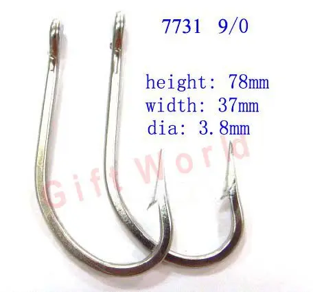 

8pcs 7731 Size 9/0 Stainless Steel Saltwater Big Fishing Hooks Sharpened Tuna Trolling Fish Hook Tackle