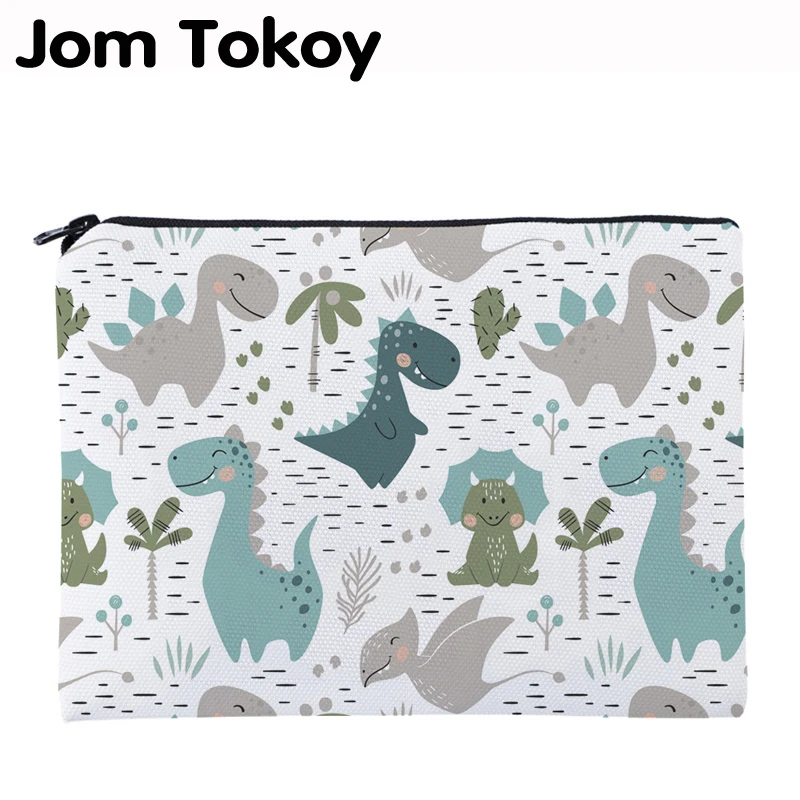 Jom Tokoy с милым принтом динозавра, Несессер для путешествий, органайзер, косметичка, Женская квадратная косметичка на молнии