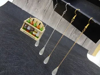 

S925 sterling silver peach long ear line cat eye drop earrings free shipping