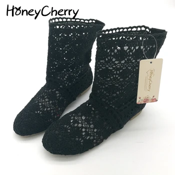

New 2019 Spring and Summer Womens High-leg Knitting Hollow ankle Boots women shoes Multicolor summer boots